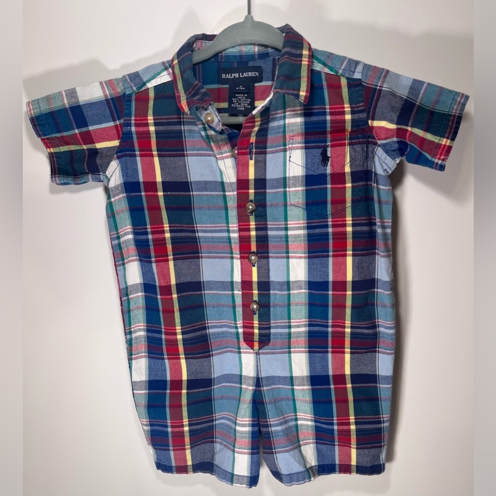 Ralph lauren blue romper 6-12M